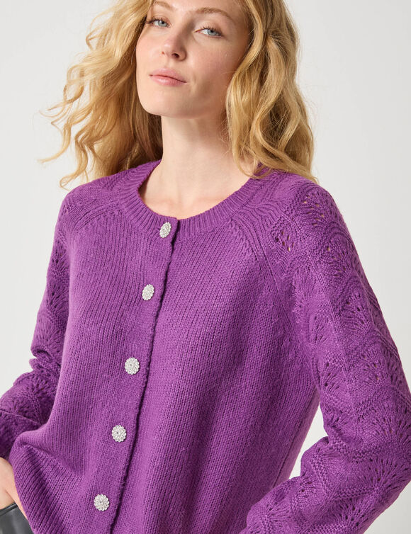 Cardigan boutons "bijoux" (violine) Cardigan boutons "bijoux" (violine)